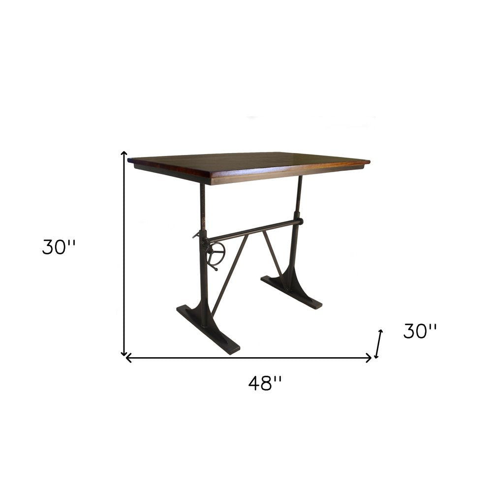 48" Brown And Black Solid Wood And Iron Trestle Base Dining Table HomeRoots