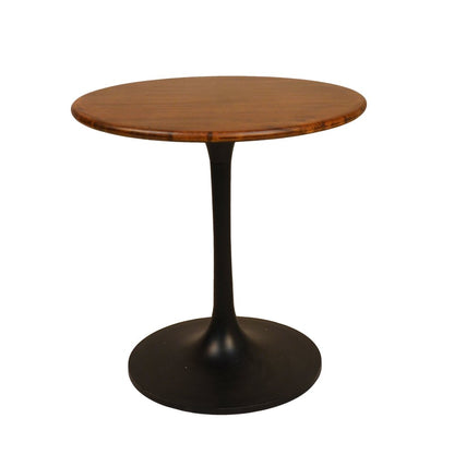 30" Brown And Black Rounded Solid Wood And Iron Pedestal Base Dining Table HomeRoots