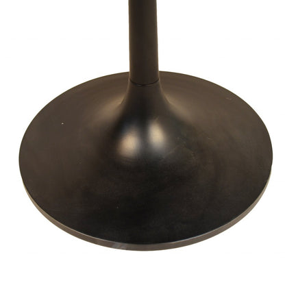 40" Brown And Black Rounded Solid Wood And Iron Pedestal Base Dining Table HomeRoots