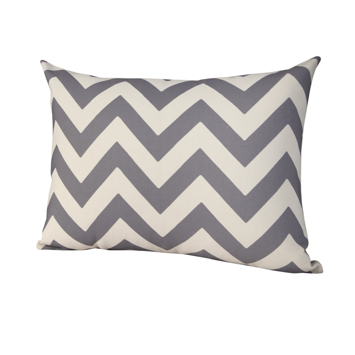 14" X 20" Gray Zippered Chevron Indoor Outdoor Throw Pillow