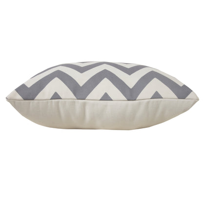 14" X 20" Gray Zippered Chevron Indoor Outdoor Throw Pillow