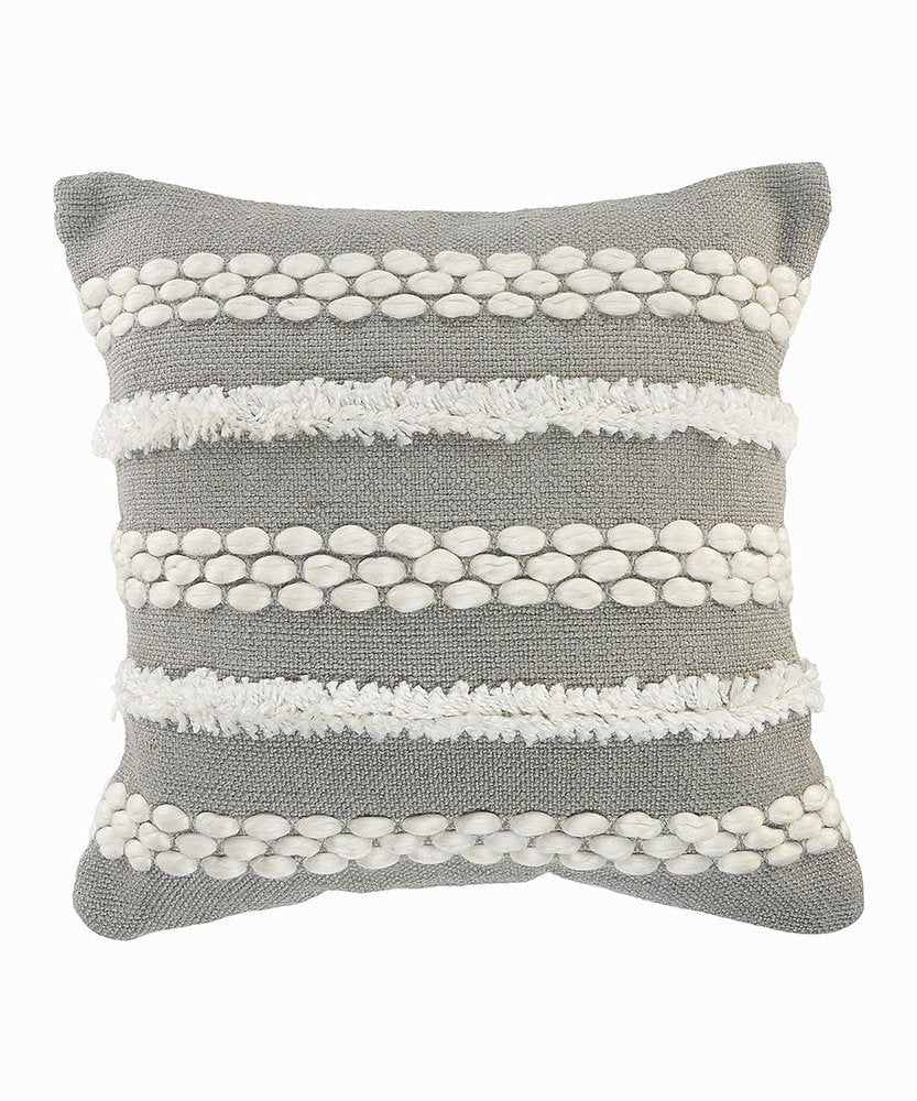 20" Gray and White Geometric Indoor Outdoor Throw Pillow With Texture — view 5