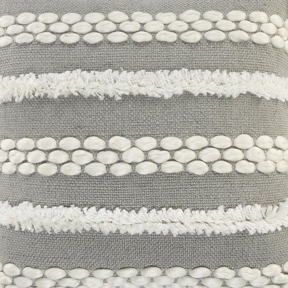 20" Gray and White Geometric Indoor Outdoor Throw Pillow With Texture — view 1