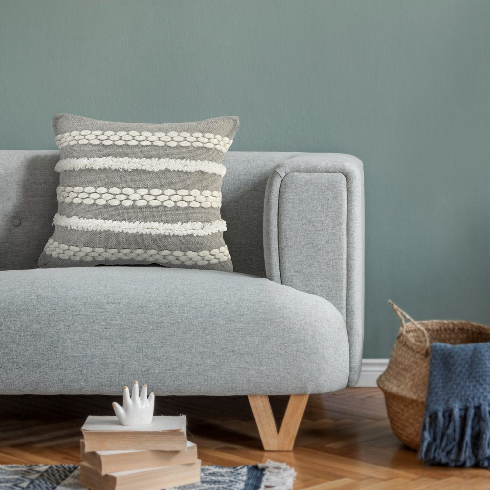 20" Gray and White Geometric Indoor Outdoor Throw Pillow With Texture — view 2