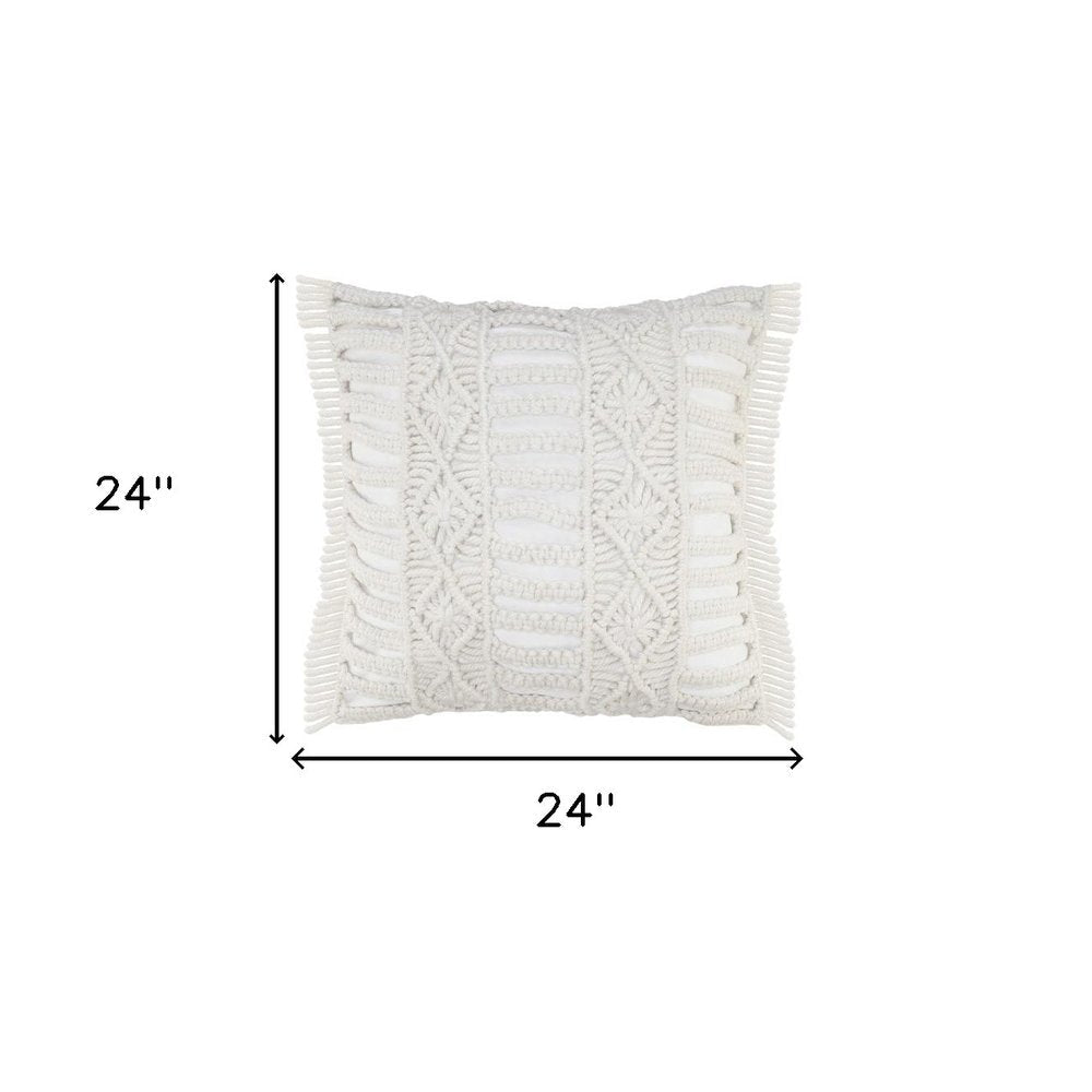 24" X 24" White Zippered Tropical Indoor Outdoor Throw Pillow — view 10
