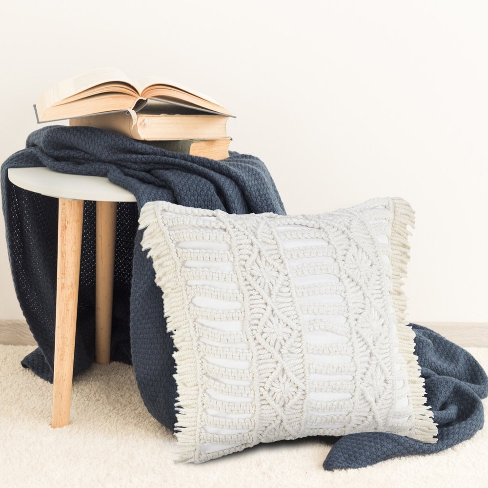 24" X 24" White Zippered Tropical Indoor Outdoor Throw Pillow — view 8