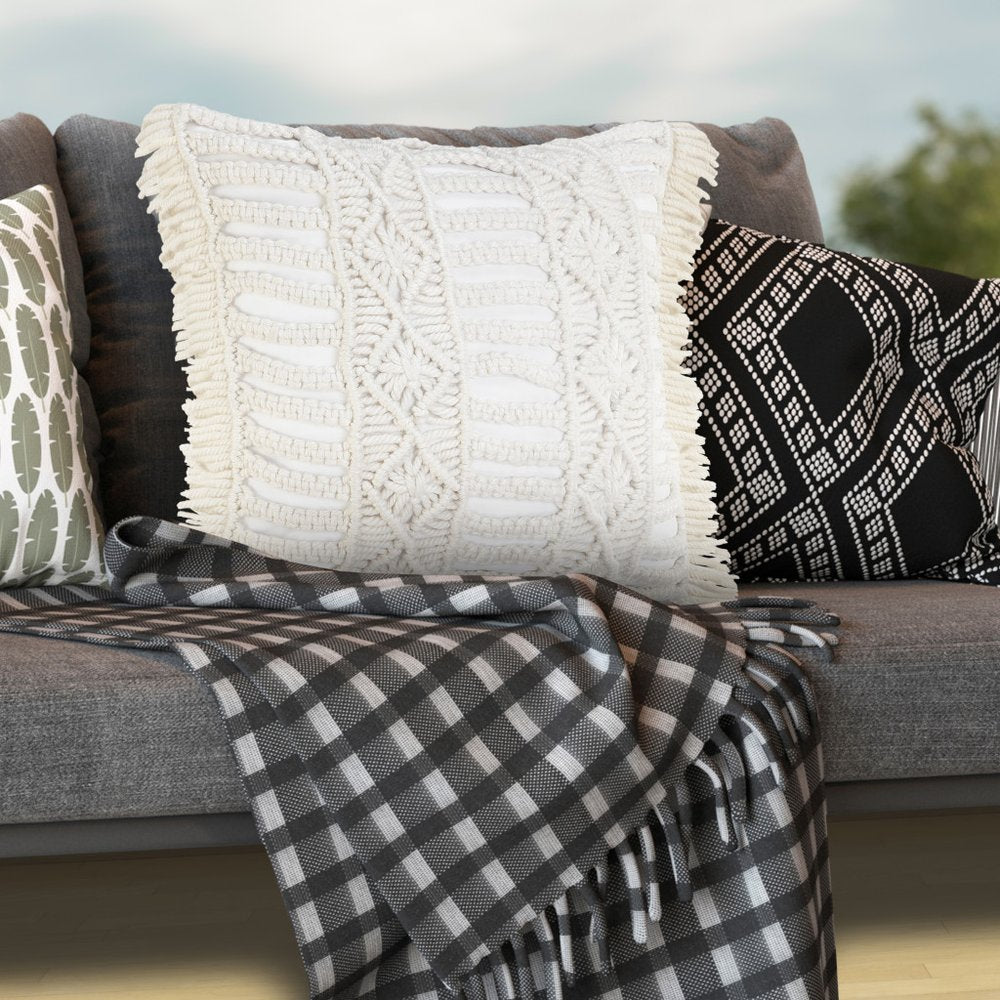 24" X 24" White Zippered Tropical Indoor Outdoor Throw Pillow — view 9