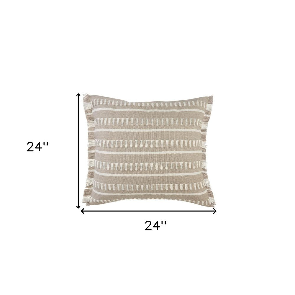 24" X 24" Tan Zippered Coastal Indoor Outdoor Throw Pillow HomeRoots