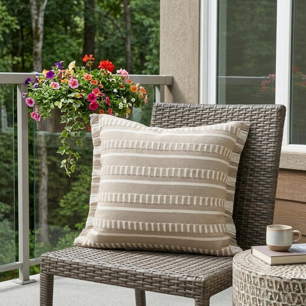 24" X 24" Tan Zippered Coastal Indoor Outdoor Throw Pillow HomeRoots