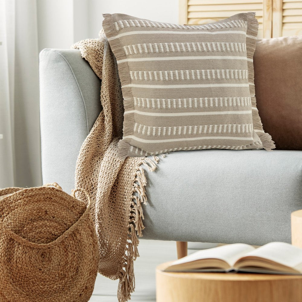 24" X 24" Tan Zippered Coastal Indoor Outdoor Throw Pillow HomeRoots