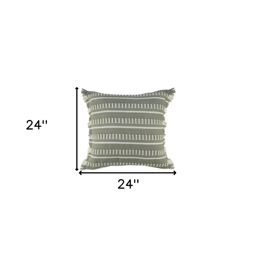 24" X 24" Green Zippered Coastal Indoor Outdoor Throw Pillow HomeRoots