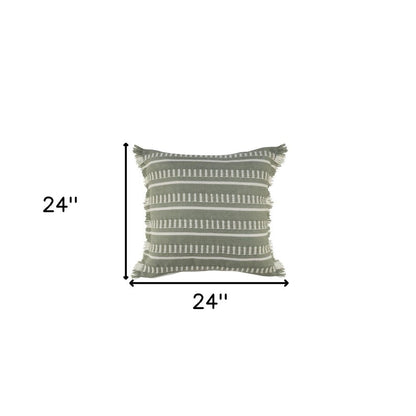 24" X 24" Green Zippered Coastal Indoor Outdoor Throw Pillow HomeRoots