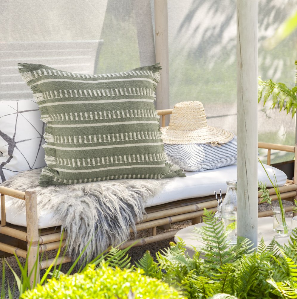 24" X 24" Green Zippered Coastal Indoor Outdoor Throw Pillow HomeRoots