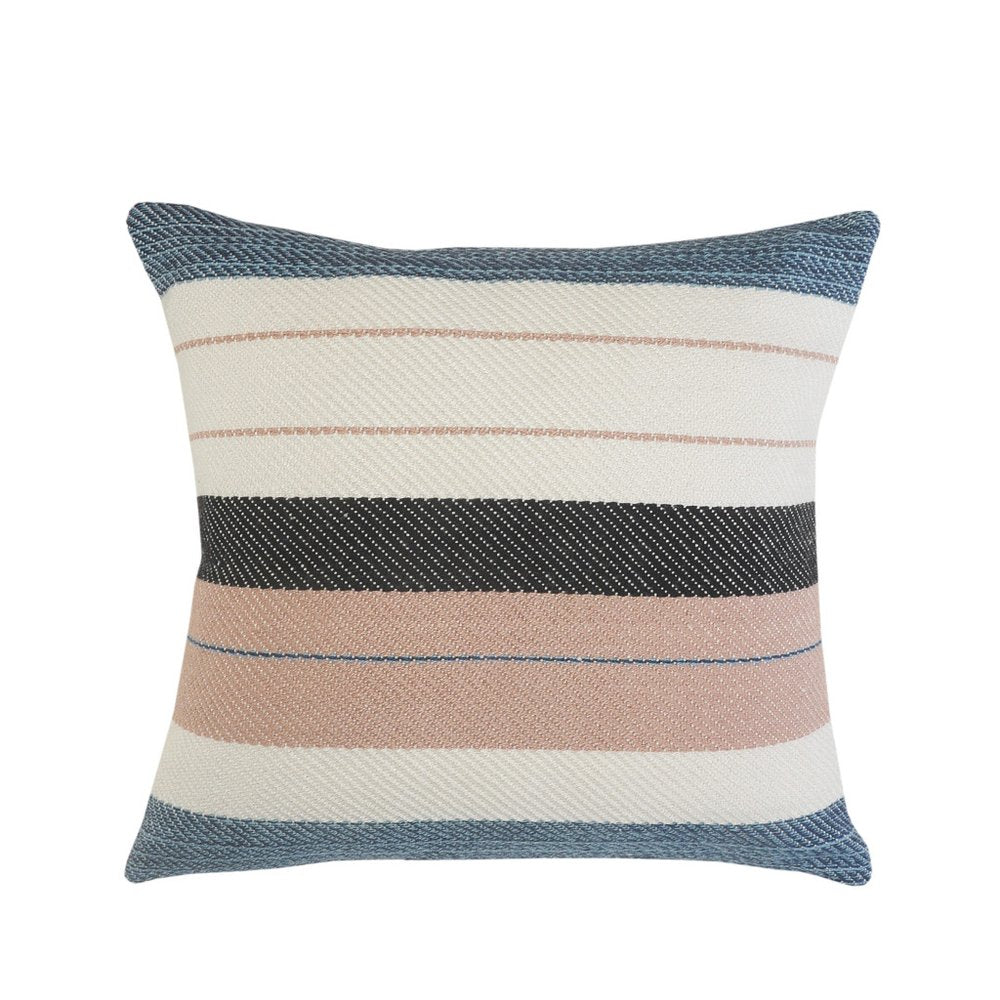 24" X 24" White Zippered Striped Indoor Outdoor Throw Pillow — view 1