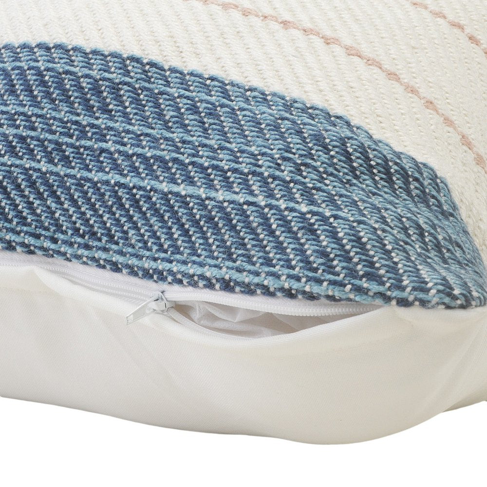 24" X 24" White Zippered Striped Indoor Outdoor Throw Pillow — view 2