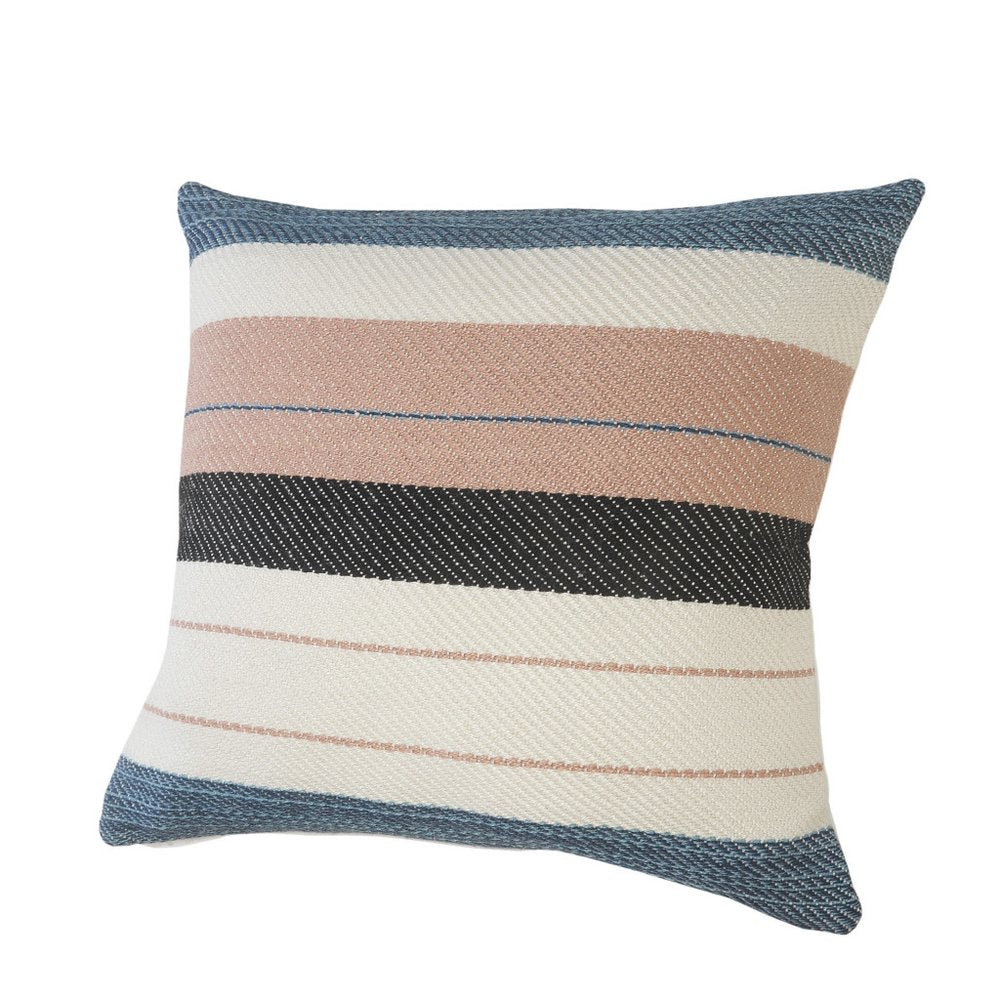 24" X 24" White Zippered Striped Indoor Outdoor Throw Pillow — view 4