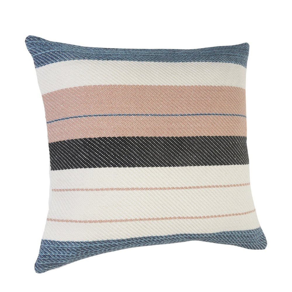 24" X 24" White Zippered Striped Indoor Outdoor Throw Pillow — view 5