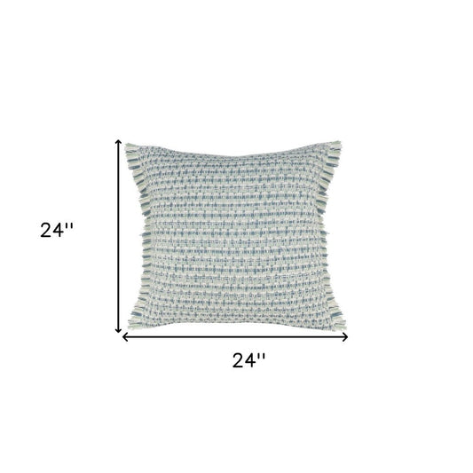 24" X 24" Blue Zippered Coastal Indoor Outdoor Throw Pillow HomeRoots