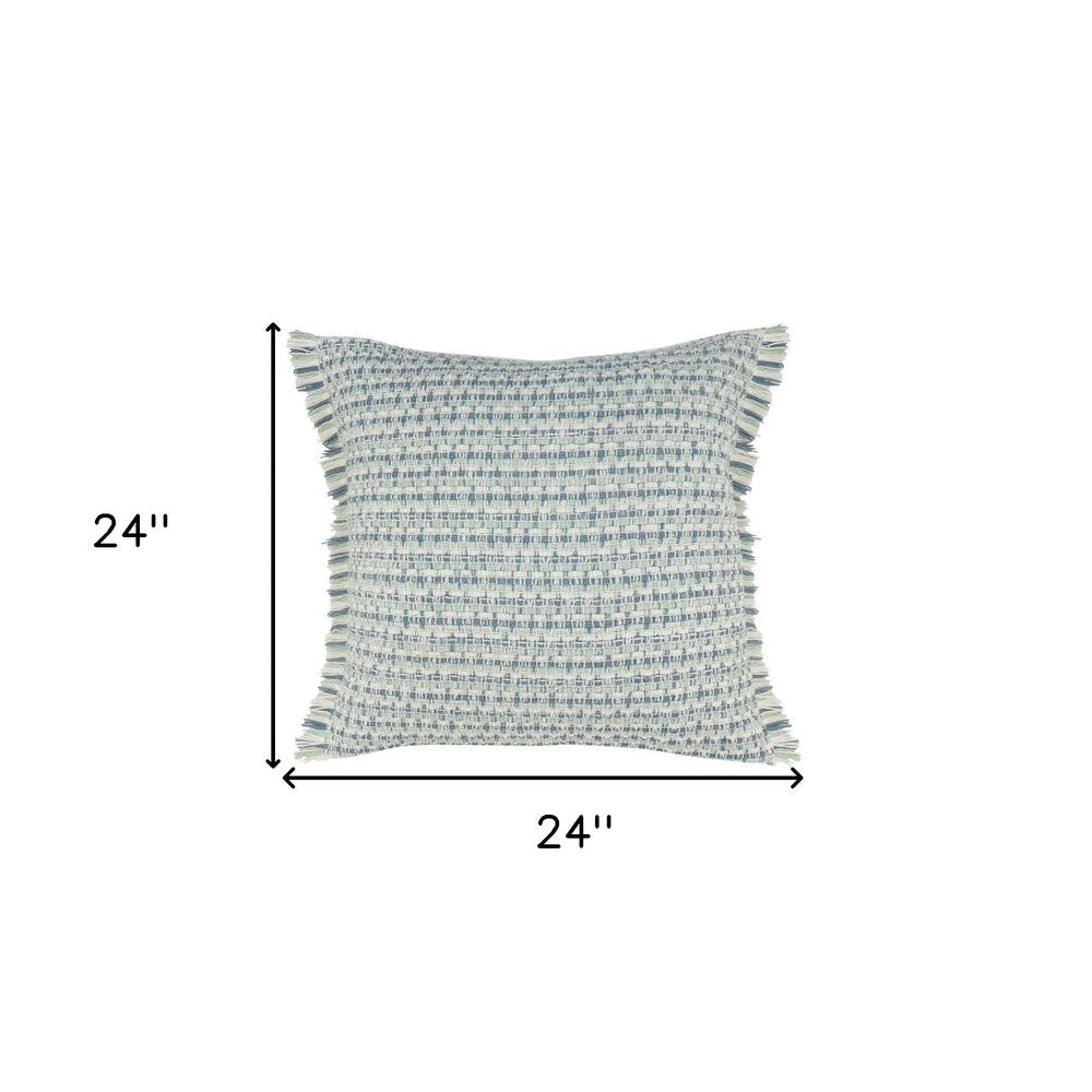24" X 24" Blue Zippered Coastal Indoor Outdoor Throw Pillow HomeRoots