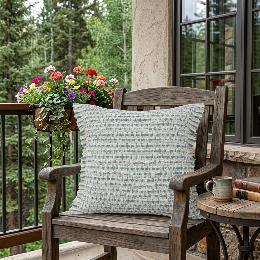 24" X 24" Blue Zippered Coastal Indoor Outdoor Throw Pillow HomeRoots