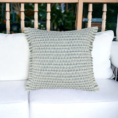 24" X 24" Blue Zippered Coastal Indoor Outdoor Throw Pillow