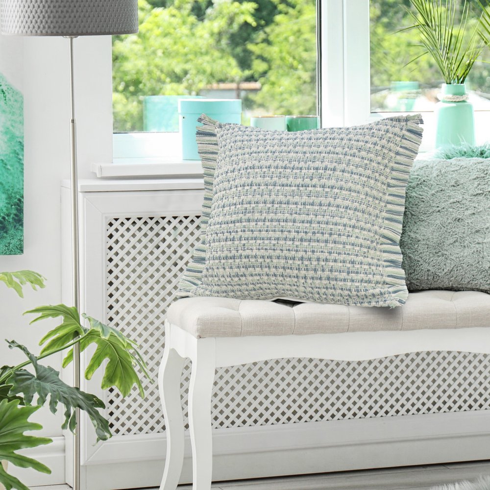 24" X 24" Blue Zippered Coastal Indoor Outdoor Throw Pillow HomeRoots