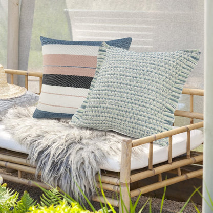 24" X 24" Blue Zippered Coastal Indoor Outdoor Throw Pillow HomeRoots