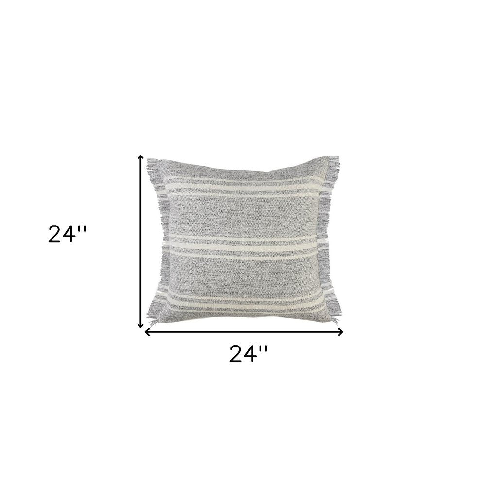 24" X 24" Gray Zippered Geometric Indoor Outdoor Throw Pillow HomeRoots