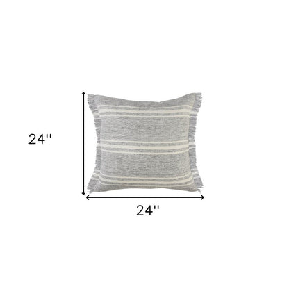 24" X 24" Gray Zippered Geometric Indoor Outdoor Throw Pillow HomeRoots