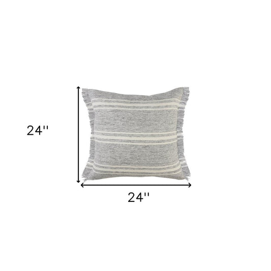 24" X 24" Gray Zippered Geometric Indoor Outdoor Throw Pillow HomeRoots