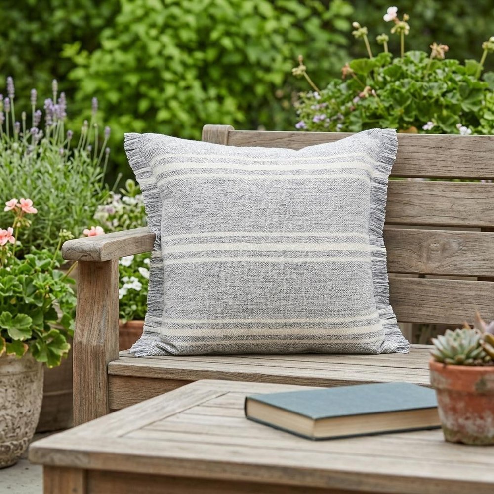 24" X 24" Gray Zippered Geometric Indoor Outdoor Throw Pillow HomeRoots