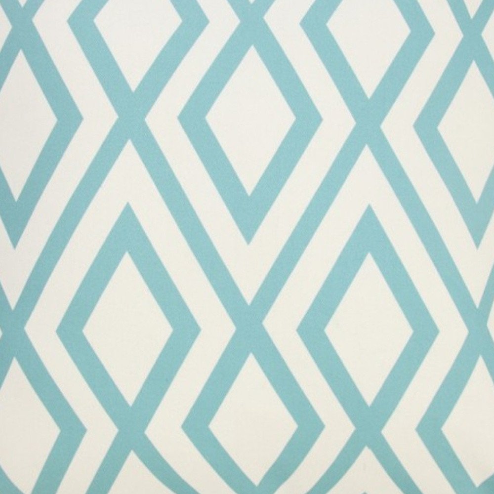 20" Aqua and White Geometric Indoor Outdoor Throw Pillow — view 5