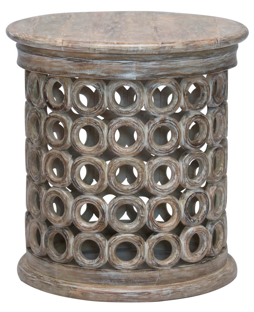 24" Brown Solid Wood Round End Table — view 1