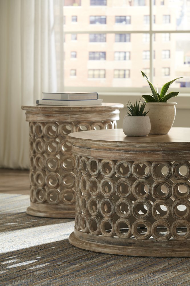 24" Brown Solid Wood Round End Table — view 6