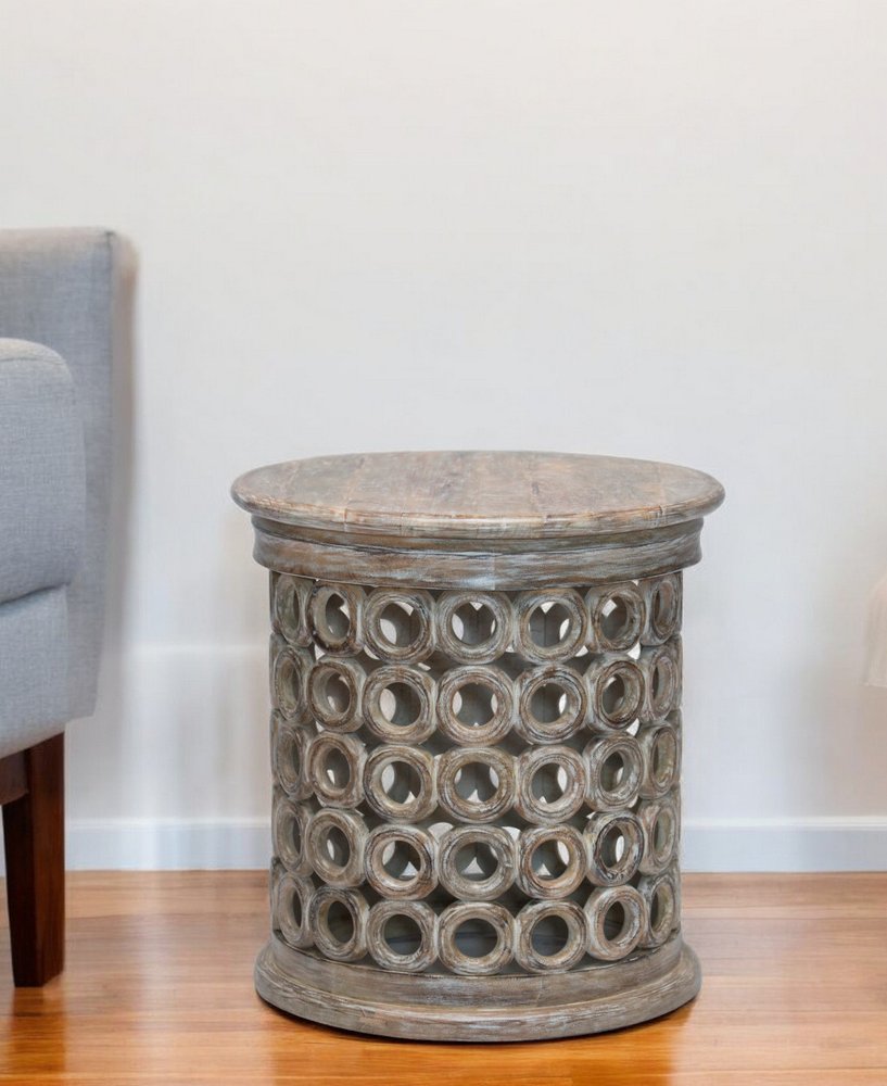 24" Brown Solid Wood Round End Table HomeRoots
