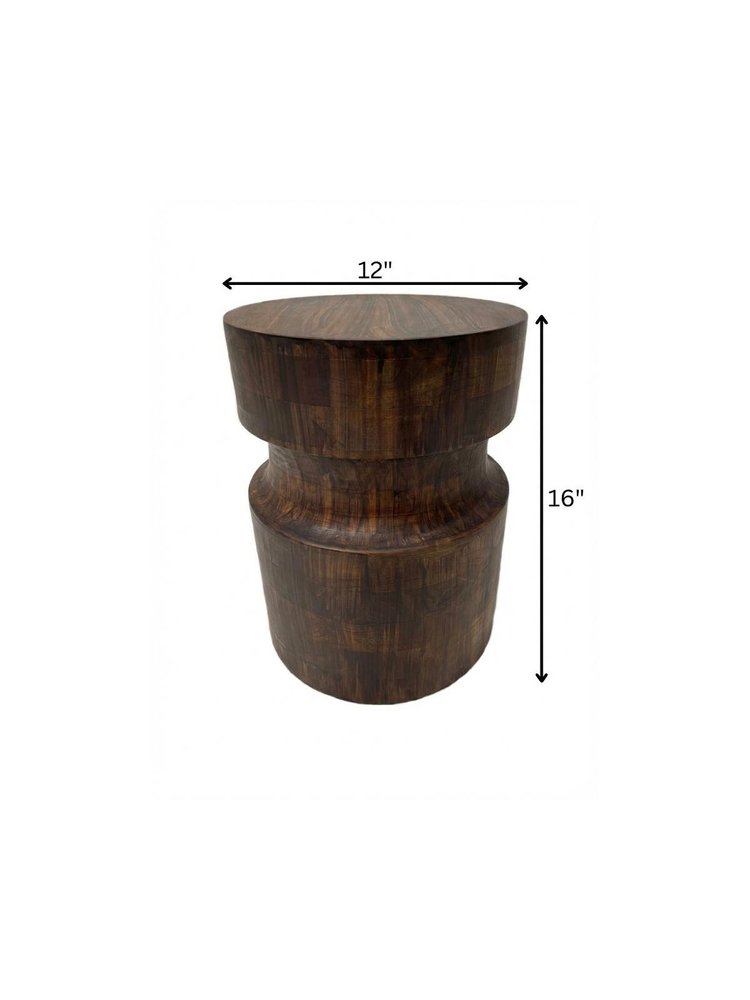 16" Brown Solid Wood Round End Table HomeRoots