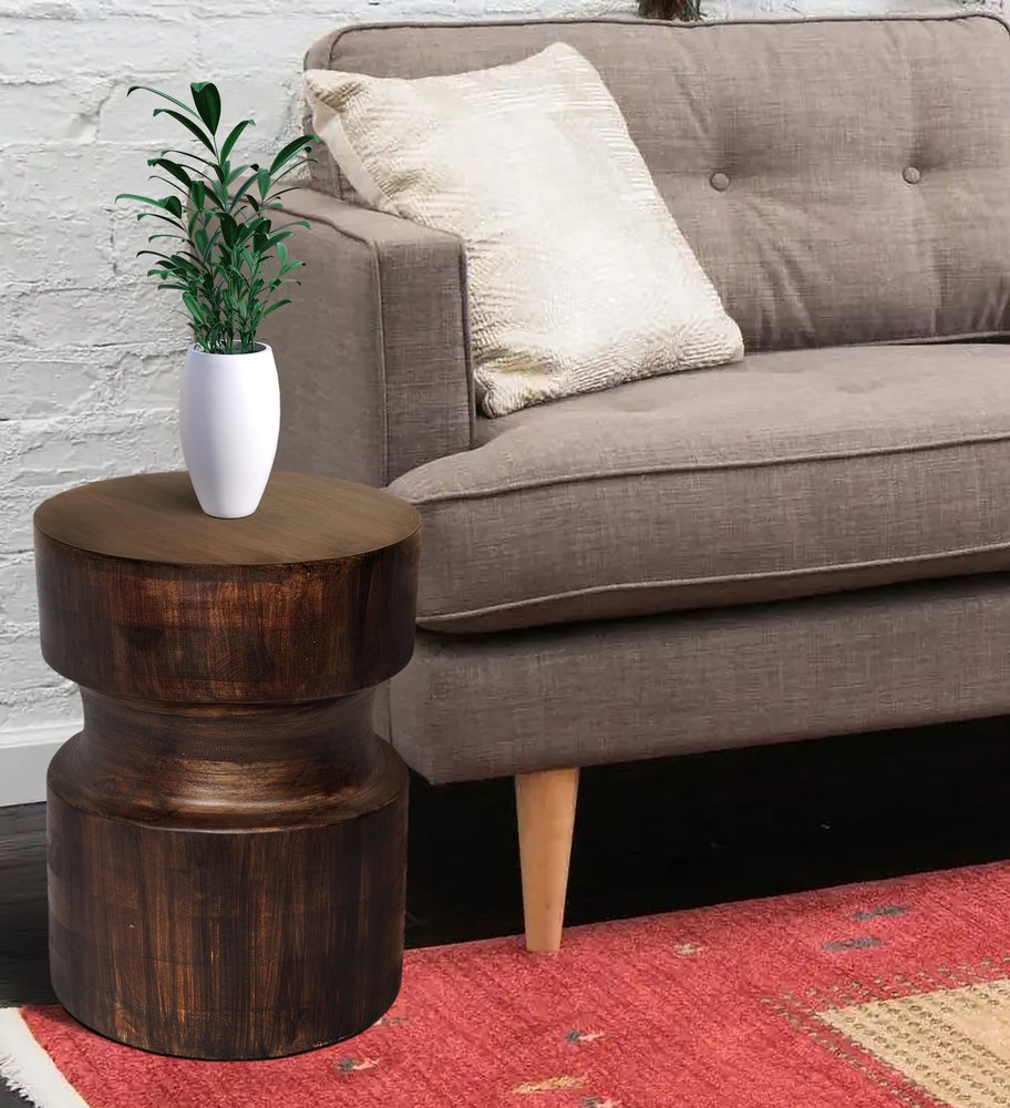 16" Brown Solid Wood Round End Table HomeRoots