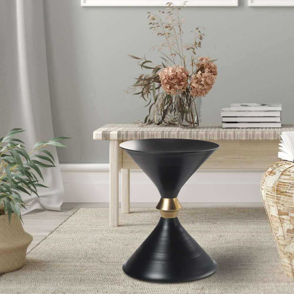 18" Black Iron End Table HomeRoots