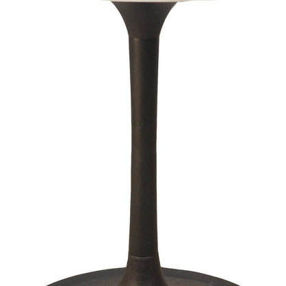 30" White And Black Rounded Marble And Iron Pedestal Base Dining Table HomeRoots