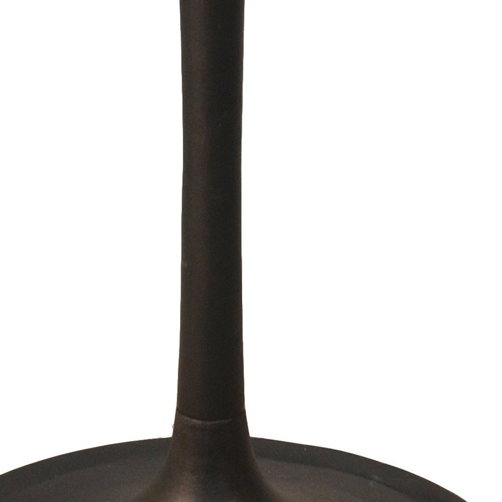 40" White And Black Rounded Marble And Iron Pedestal Base Dining Table HomeRoots