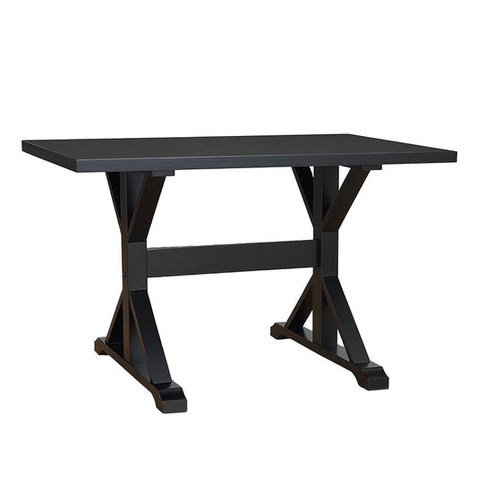 48" Black Solid Wood Trestle Base Dining Table HomeRoots