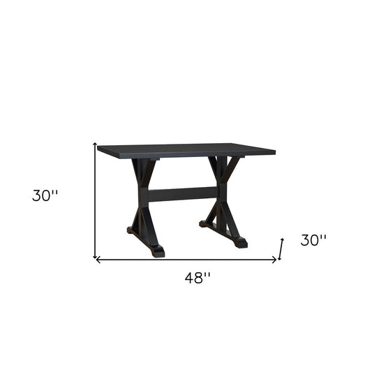 48" Black Solid Wood Trestle Base Dining Table HomeRoots