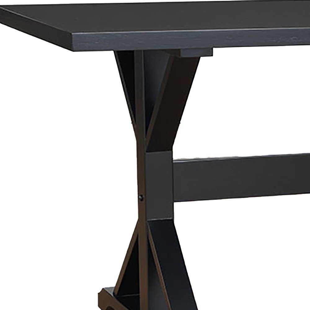 48" Black Solid Wood Trestle Base Dining Table HomeRoots