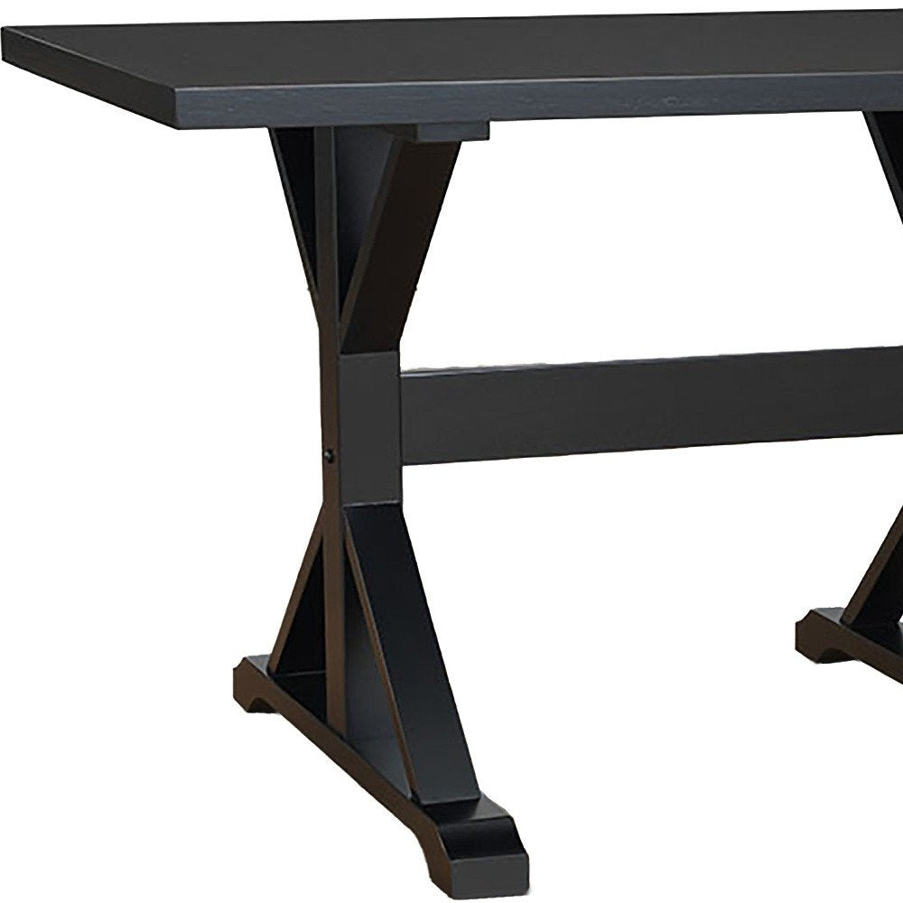 48" Black Solid Wood Trestle Base Dining Table HomeRoots