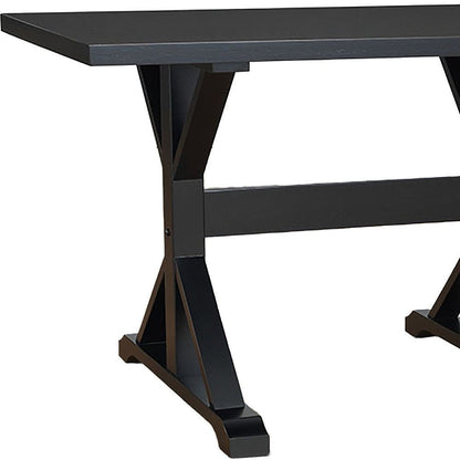48" Black Solid Wood Trestle Base Dining Table HomeRoots