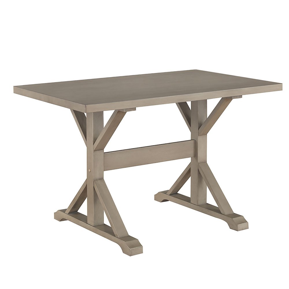 48" Gray Solid Wood Trestle Base Dining Table — view 1