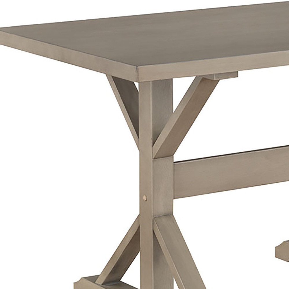 48" Gray Solid Wood Trestle Base Dining Table — view 2