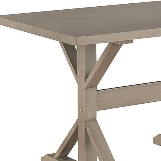 48" Gray Solid Wood Trestle Base Dining Table HomeRoots