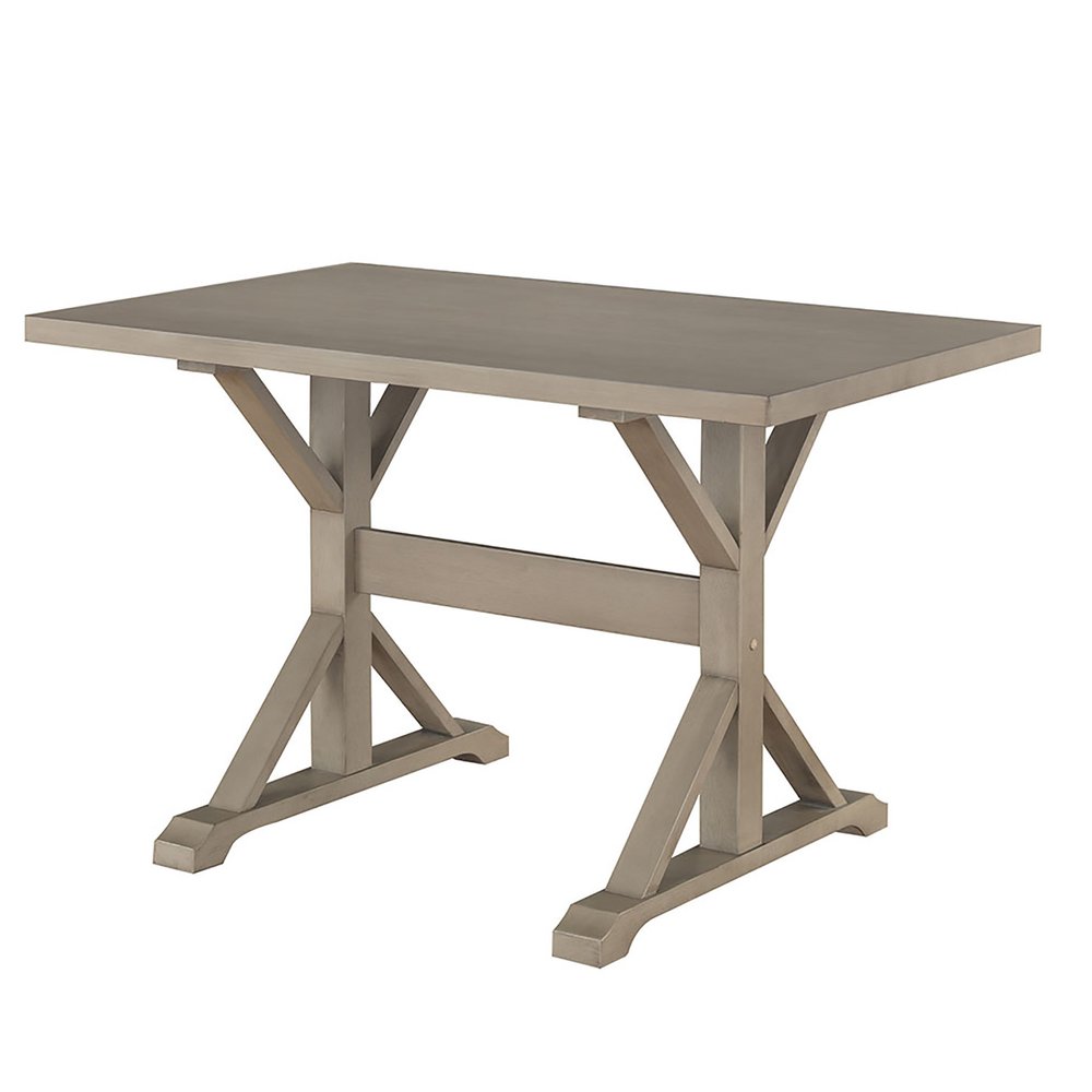 48" Gray Solid Wood Trestle Base Dining Table HomeRoots