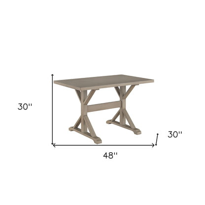 48" Gray Solid Wood Trestle Base Dining Table